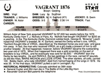 1991 Horse Star Kentucky Derby #2 Vagrant Back